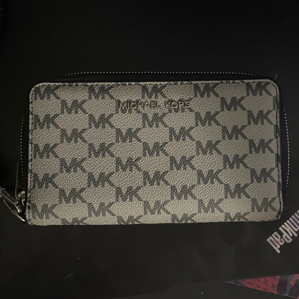 Michael Kors Black and Gray Monogram Wallet